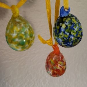 German Handmade Glass Easter Eggs New!